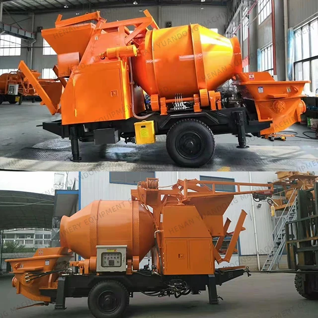 Hot Selling Multifunctional 750 Electrical Mobile Portable Concrete Mixer With Pump Long Distance Cement Mixing Machine