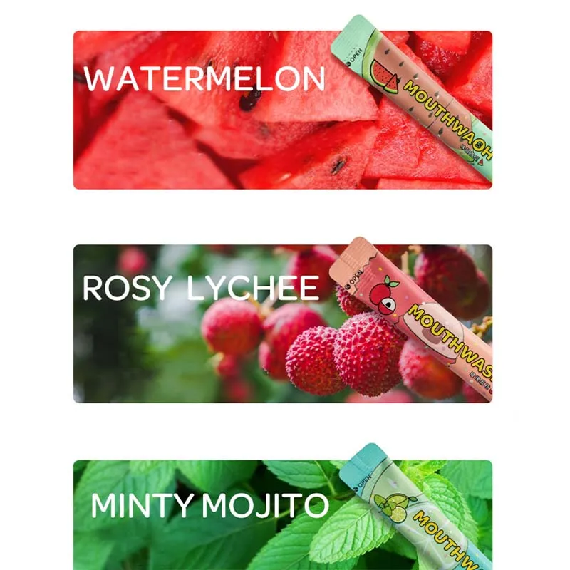 Private label mouthwash Rose Lychee Flavour Travel Size Mouthwash 12ml *20 sachet mouthwash Alcohol-free packet