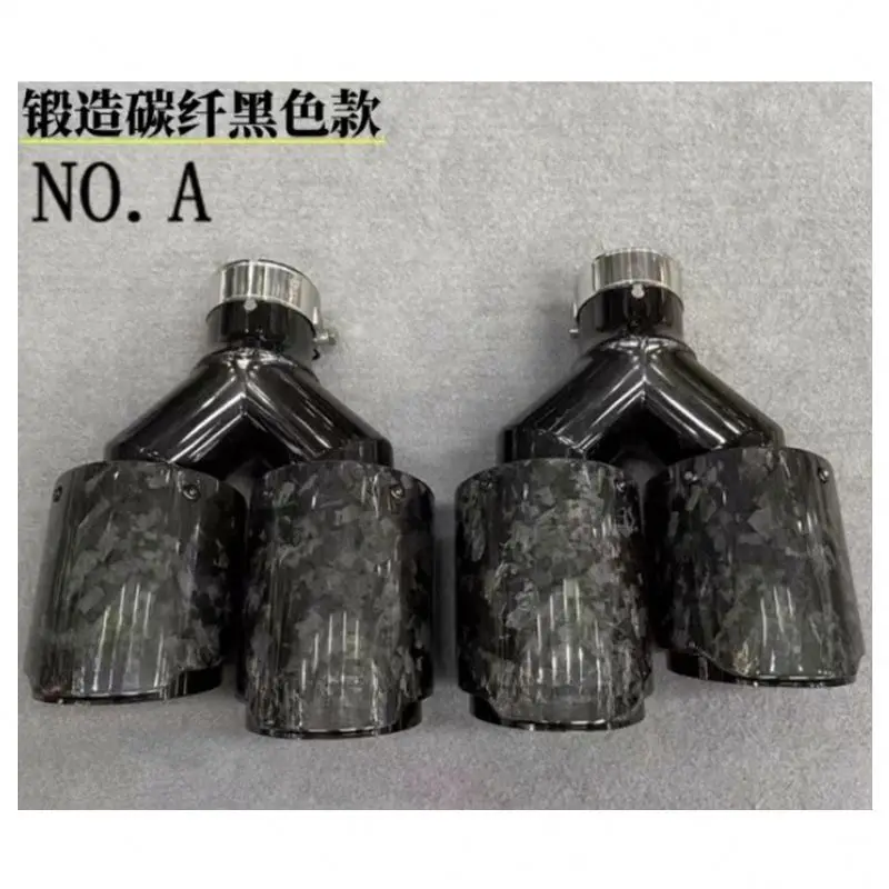 Car Carbon Fiber Matte Muffler Tip Y Shape Double Exit Exhaust Pipe Mufflers Nozzle Decoration Universal Stainless For AK 2pcs