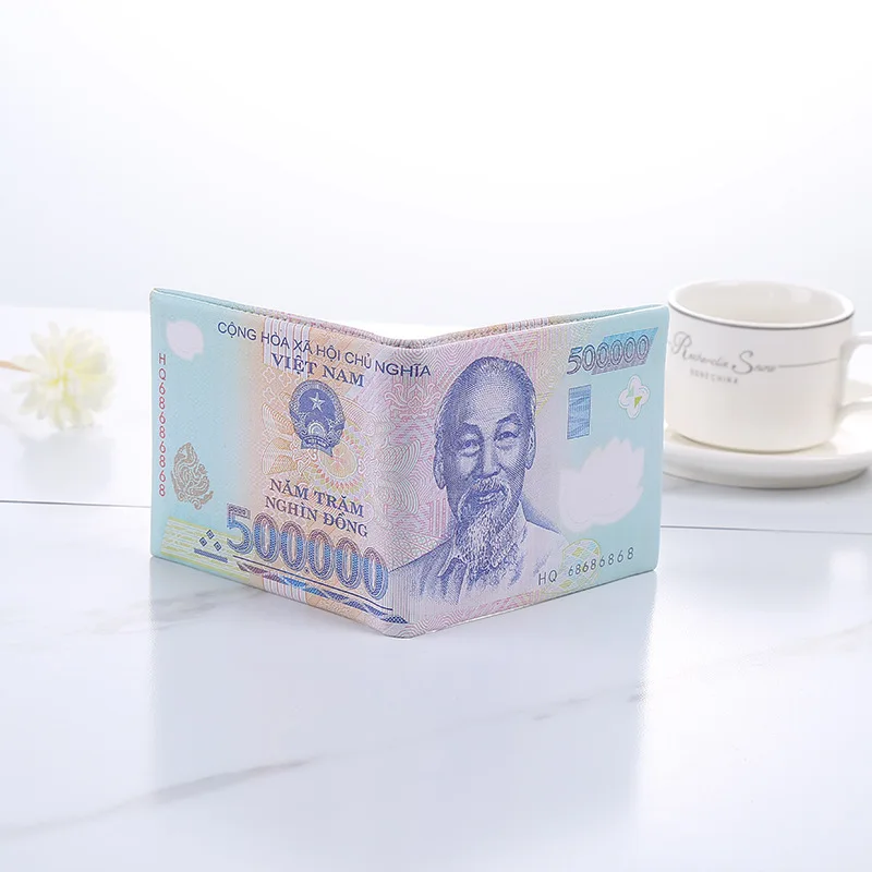 Vintage Card  Money Dollar Luxury Leather Mini Wallet Dollar PU Coin Pattern Folding Paper Money Wallet