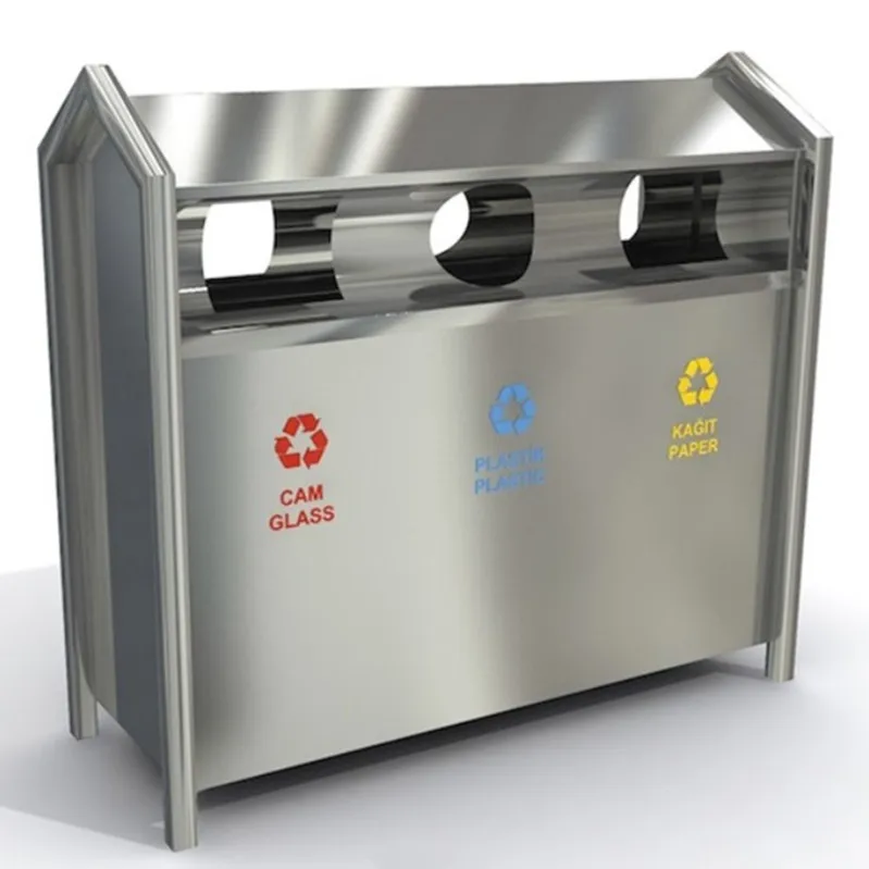 outdoor metal large garbage containers american trash can 3/4 compartment waste bin outside steel stand rubbish bin