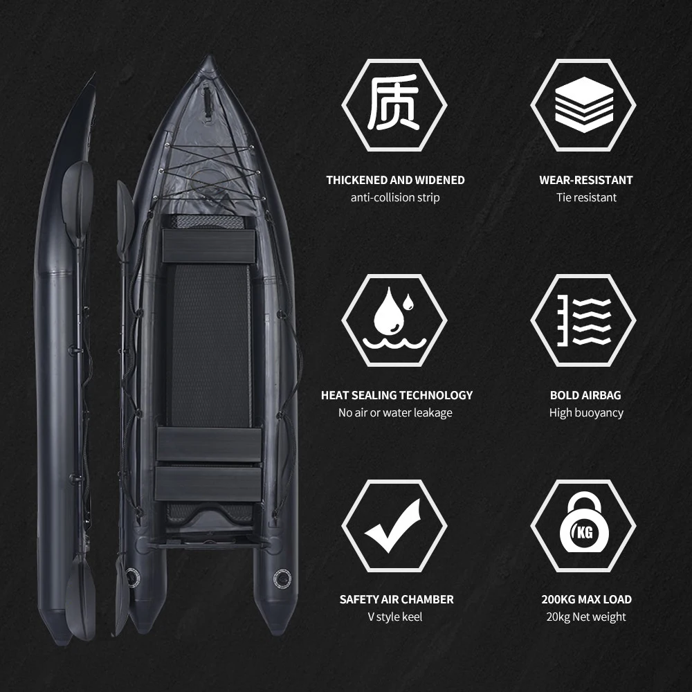 Wholesale Inflatable 4m Drop Stitch Kayak 2 Person Fishing Canoe with Durable PVC Hull