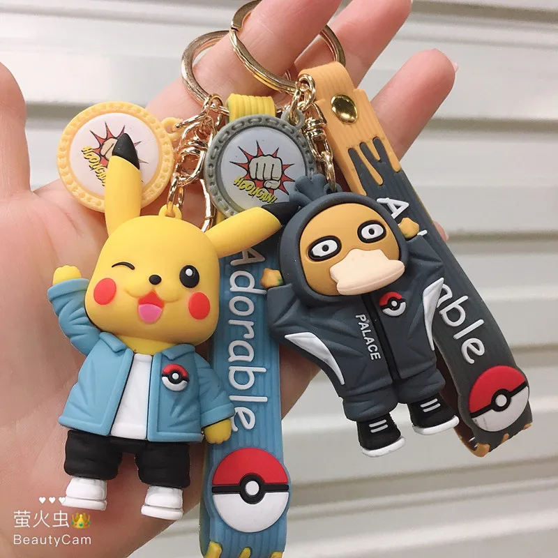 Hot Selling Pocket Monster PVC Doll Key Chain Gifts Car Accessories Schoolbag Pendant Cartoon Lovely Pikachu Jenny Turtle