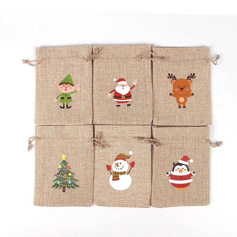 Promotion Small Burlap Fabric Gift Wrap Lightweight Gift Bags For Guest Party Weeding Birthday Christmas Santa Sack
