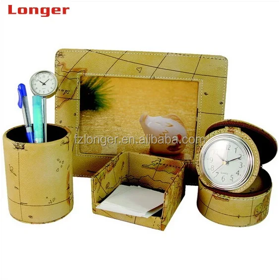 LG890 Modern style high quality customized luxury faux leather office stationary desk gift set