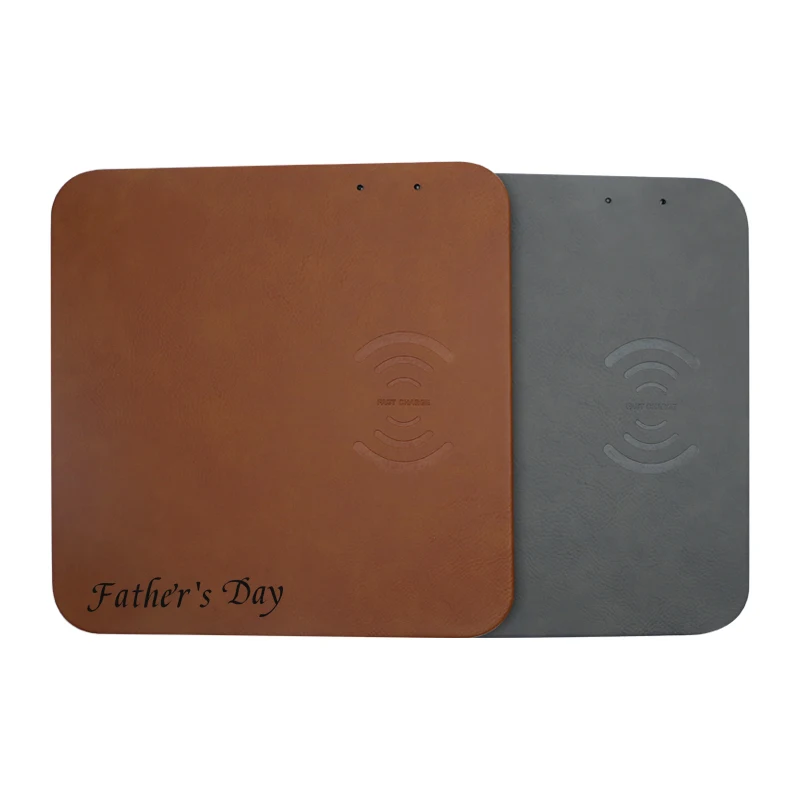 Laser Engraving Personalized Pu Leather Wireless Charging Charger Gaming Mouse Mat Pad With Wrist Rest Support