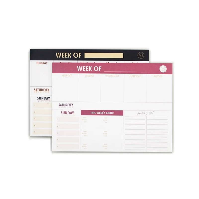 Printing Service Custom Cardboard Cover diary notebook weekly monthly planner calendar notepad