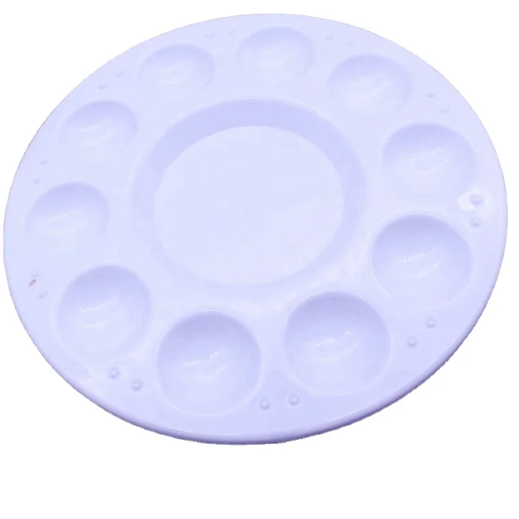 Оптовая продажа, художественные принадлежности, белая акриловая пластиковая масляная Акварельная Палитра 10 лунок, Палетка для рисования для студентов и художников