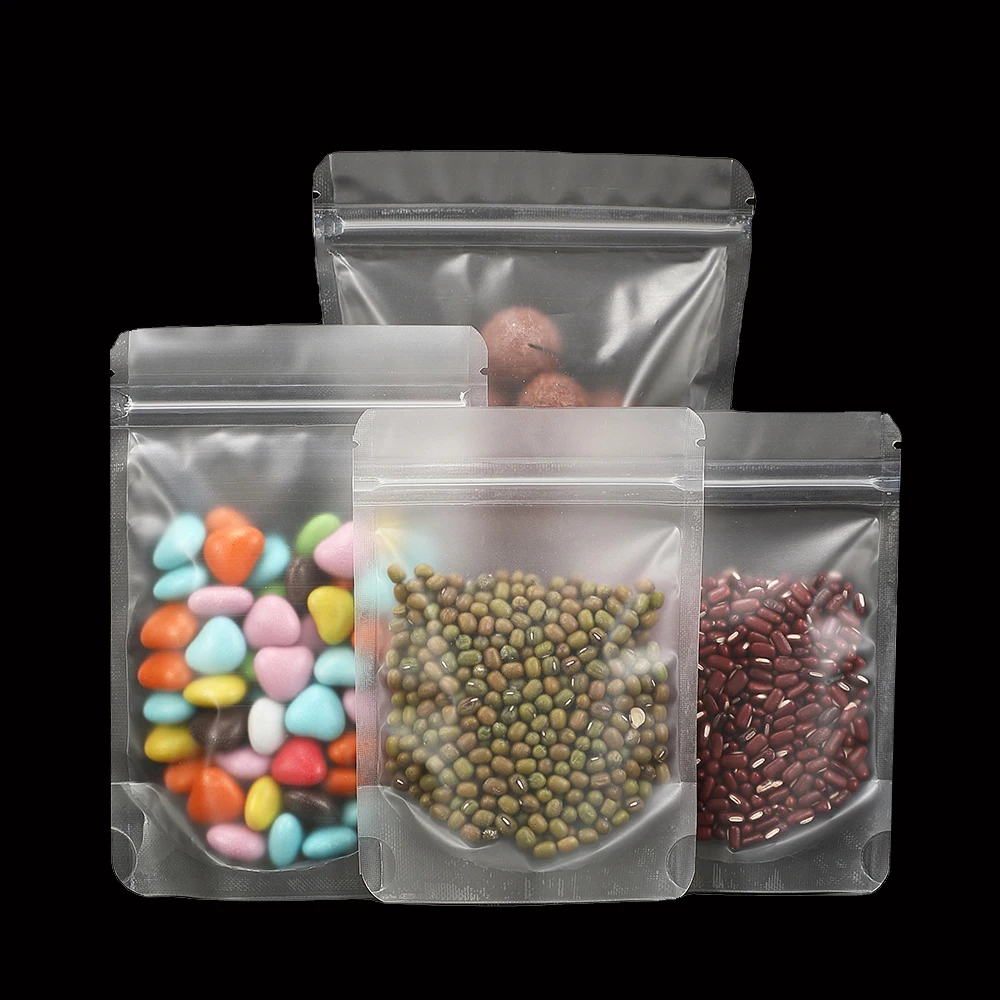 Custom Storage Bag Clear Ziplock Bags for Food Packaging Plastic Mylar Bags Stand Up Pouch for Snack Candy Biscuit Grain Packing