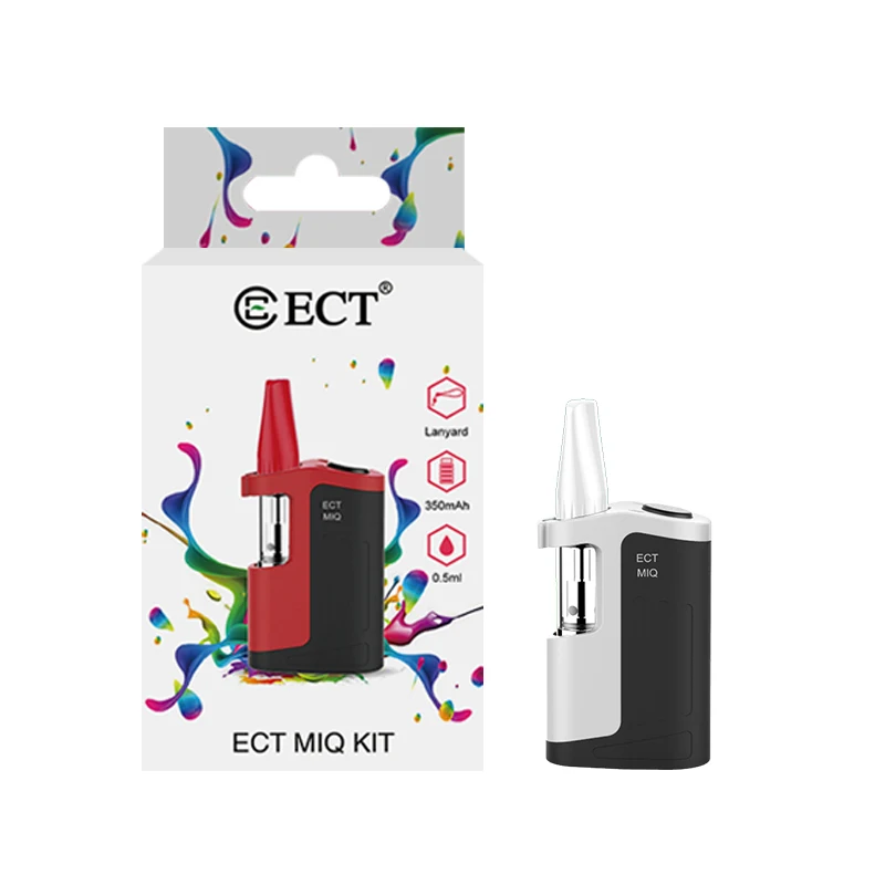 
New products ECT MIQ E Cig 350mAh CBD vape mods 0.5ml ceramic coil vape cartridge 510 thread cbd vape battery wholesale 