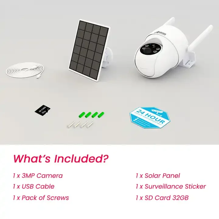 ANRAN 4G Sim Card Solar Camera 3MP Full HD Battery Pir Motion Detection Outdoor Wireless CCTV 4g Network Camera