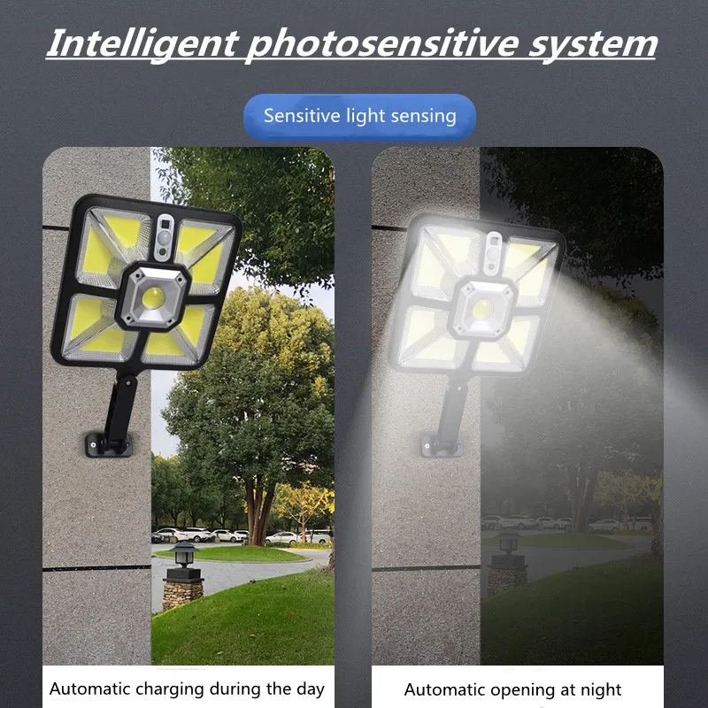 New Human Body Induction Solar Outdoor Light Solar Rechargeable LED Garden Light 3 Working Modes Solar Light