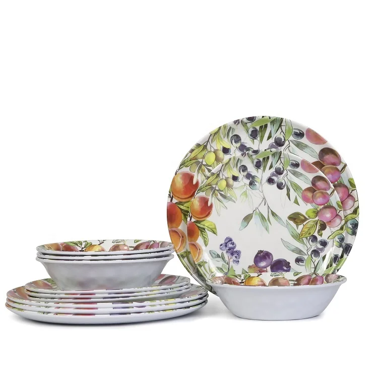 Best seller new design 100% melamine dinnerware/tableware/kitchenware with fruit design, set of 3