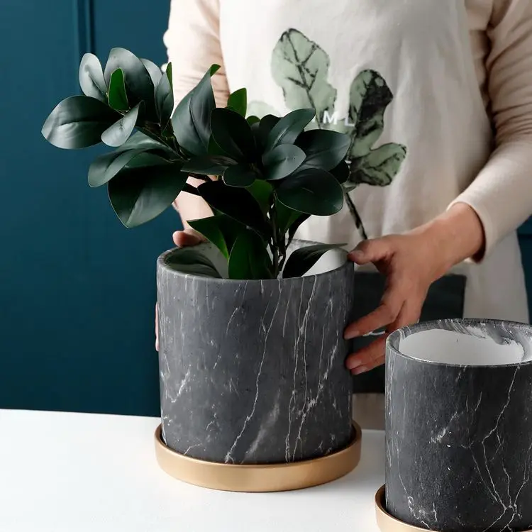 Wholesale factory direct cement plant pot set for plants flower decorative