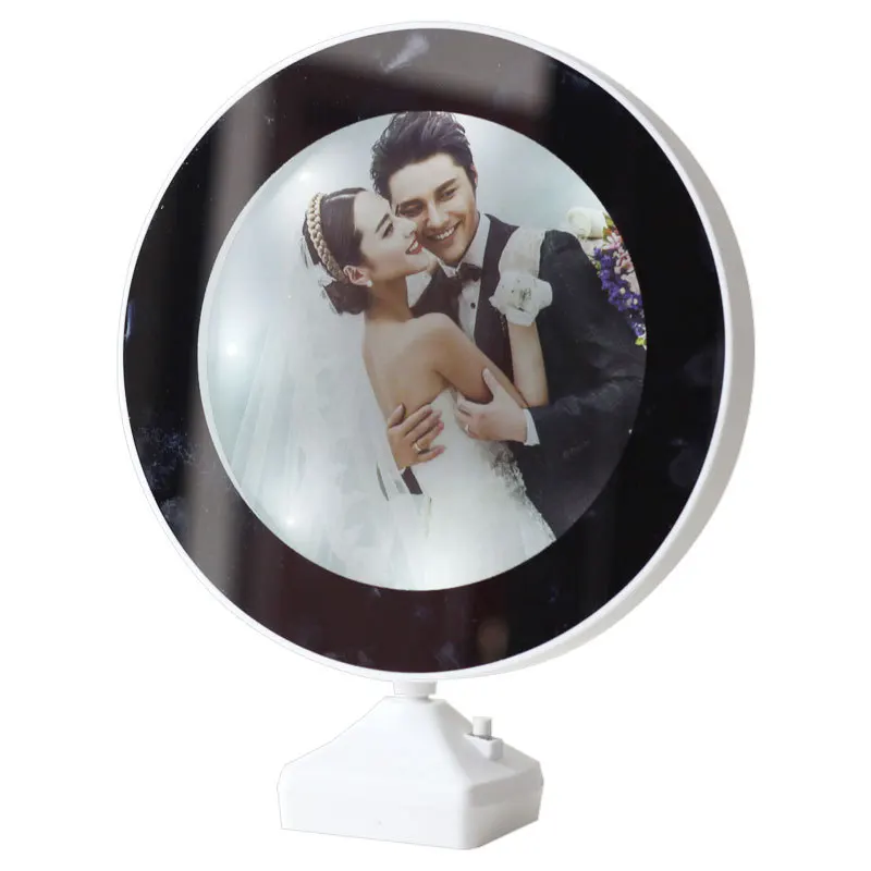 Good Quality Multi Function Battery Power Round Makeup LED Magic Mirror Photo Frame with Lamp Picture Frame