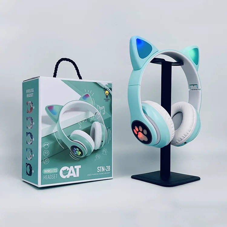 STN-28 Cat ears led light Headphones amazon amazon amazon Cat ear headset BT wireless headphones and glow for phone calls_12