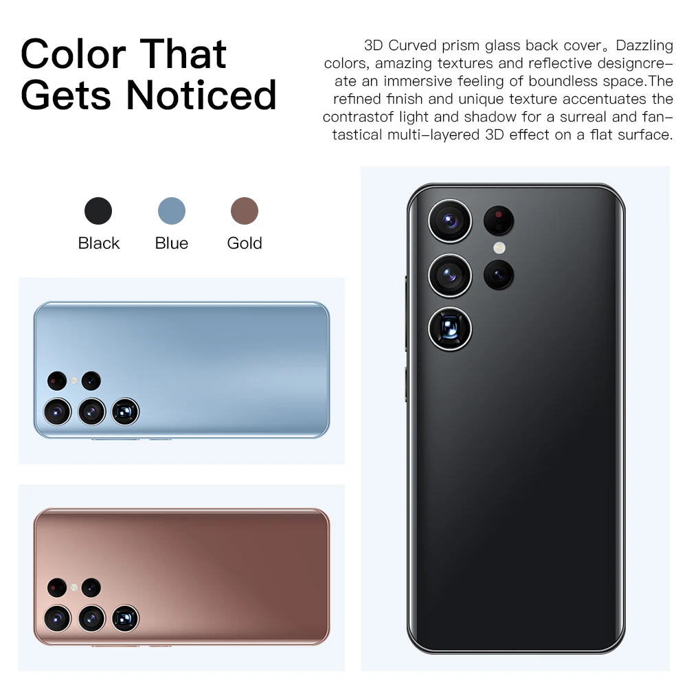 HOT SELLING S22+ ULTRA 8GB+256GB 16MP+32MP 6800mAh Smartphones Phones Cheap Unlocked Android 10 Cell Phone Smart Dual Sim Phones