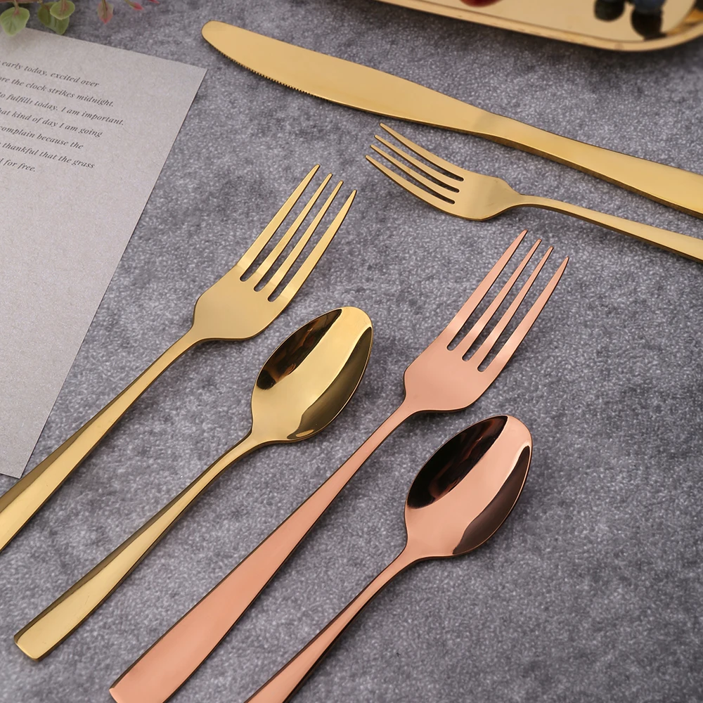 
Restaurant Cutlery Set Bulk Gold Plated Stainless Steel Cutlery Set Kitchen Fork Spoon Knife Cutlery 