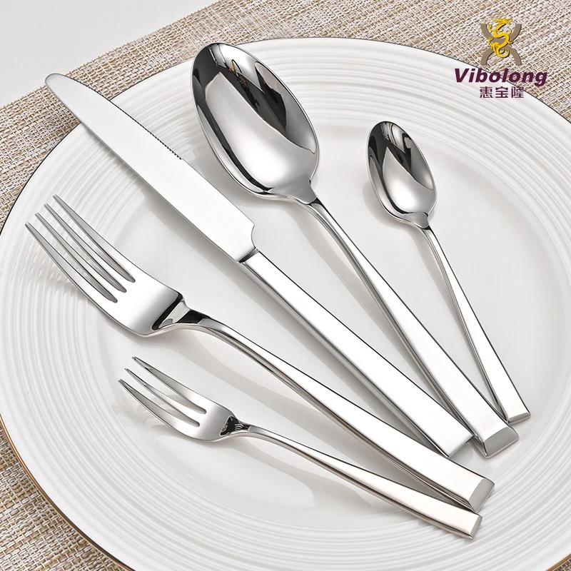Wholesale restaurant cutlery 304 Silver Tableware  dinner spoons forks and knife stainless steel cutlery for wedding