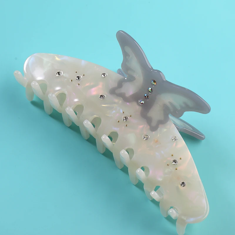 Midairy pearl color elegant butterflies with rhinestones hair claw clip for women ladies hair accessories 120x42mm 4231