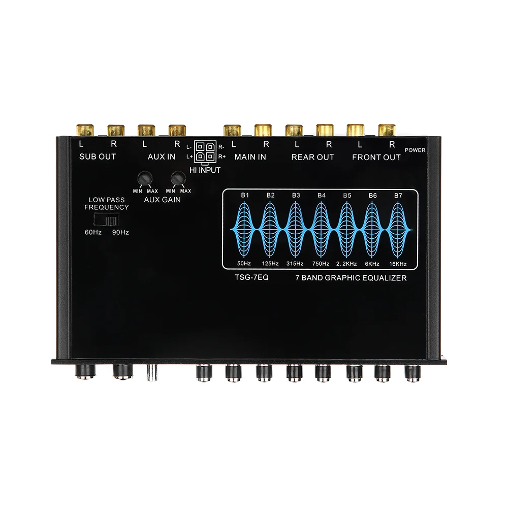 New arrival 7-band Stereo Crossover Car Equalizer For Car Amplifier Adjustable Frequency