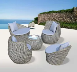 Leisure Patio Wicker Rattan Furniture Table and Heart Shape Chairs Dining Set Outdoor Garden Set