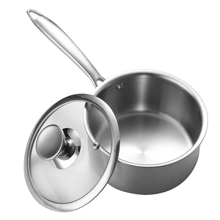 Chinese factory direct sale stainless steel soup pot cooker milk pot with anti-scalding single handle cooking