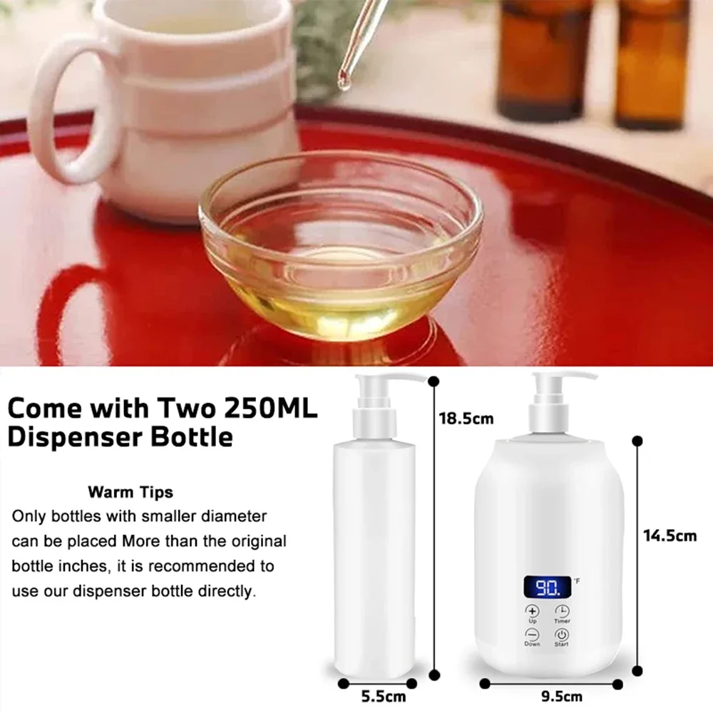 250ML Electric Massage Oil Warmer Digital Lotion Cream Heater With LED Display Bottle Dispenser For Home Pro Salon Spa Massage
