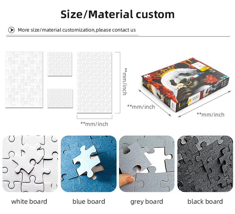 Custom 2024 High Quality Painting Puzzle For Kids and Adults Gifts cardboard for jigsaw puzzle  1000 piece