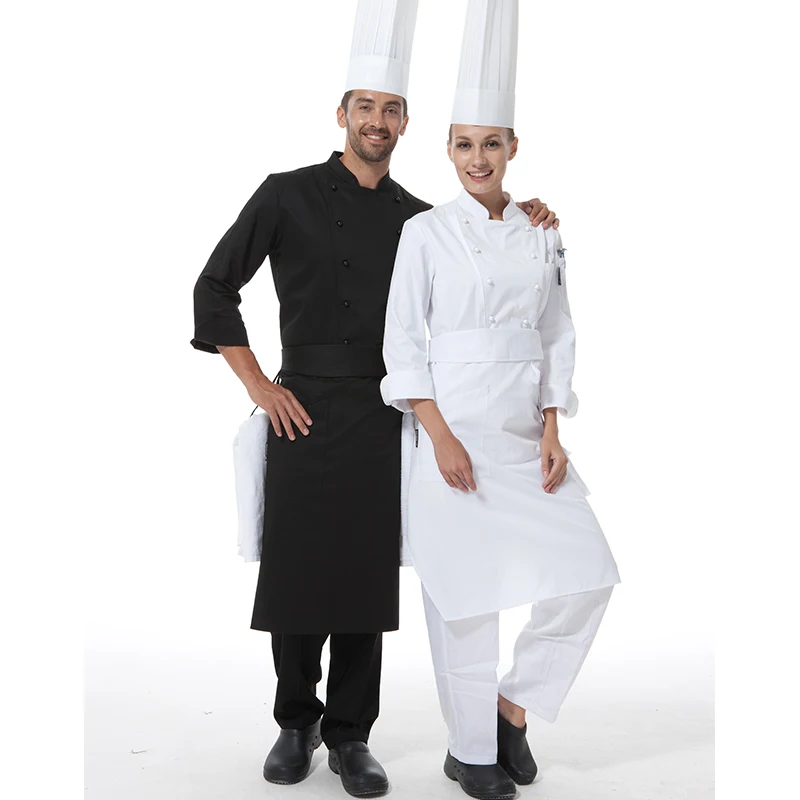 
CHECKEDOUT Long sleeve movable buttons professional chef uniform and kitchen uniform for restaurant and hotel 