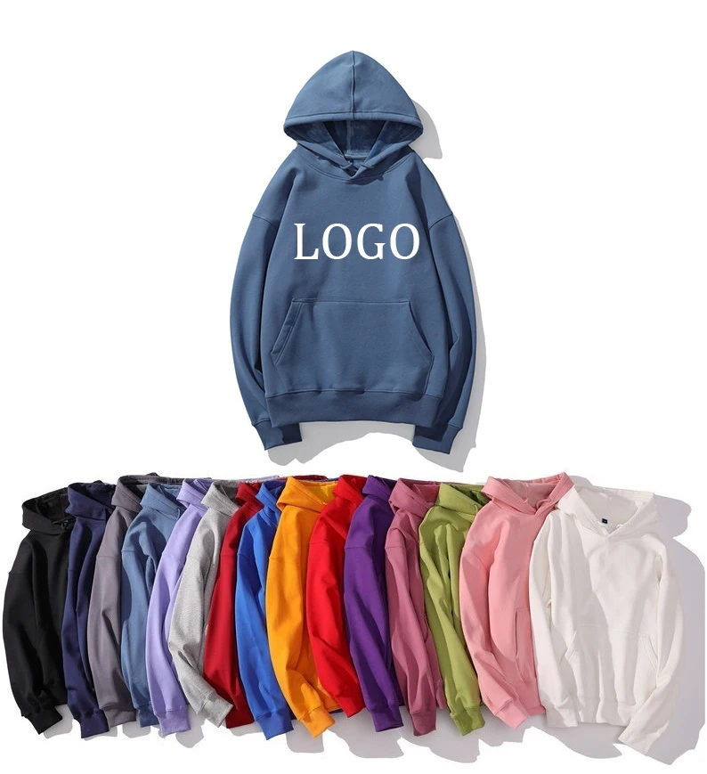 Free shipping manufacture customization solid hooded sweatshirt men green puff printing plain hoodies