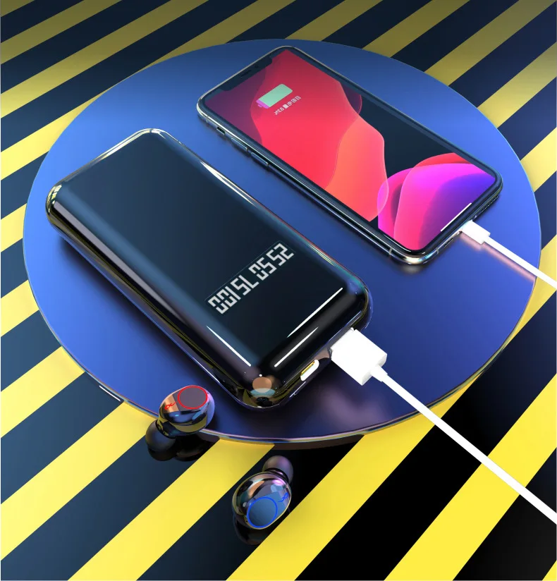 New 10000mah Mobile Power Bank Wireless Earphones Bass Stereo Tws Bt 5.0 Powerbank Earbuds