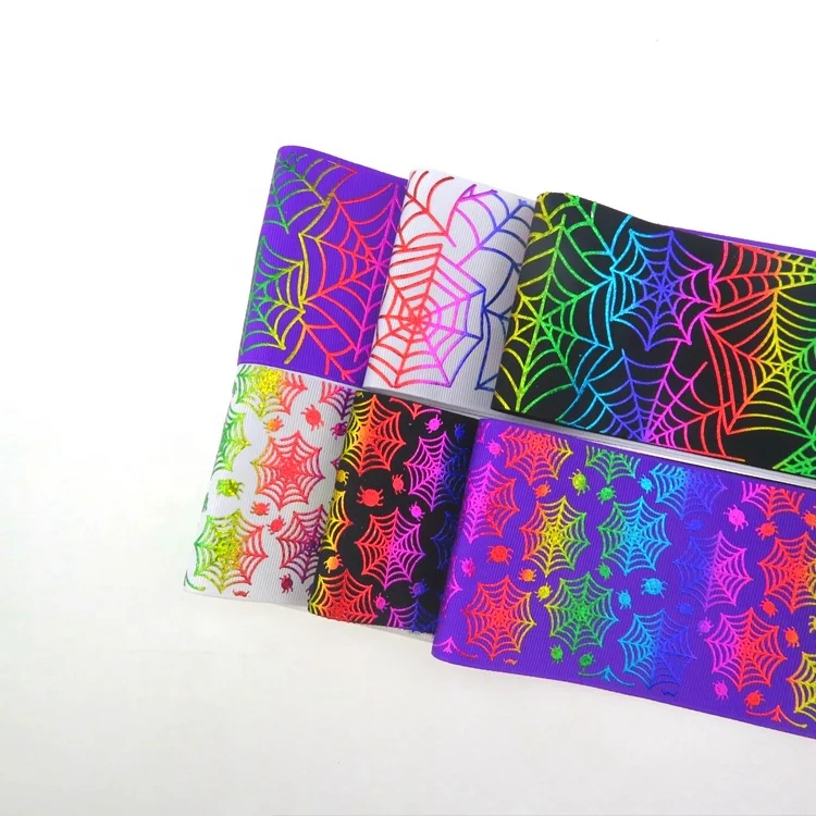 75mm iridescent foil hologram ribbon  customized silk ink ribbon