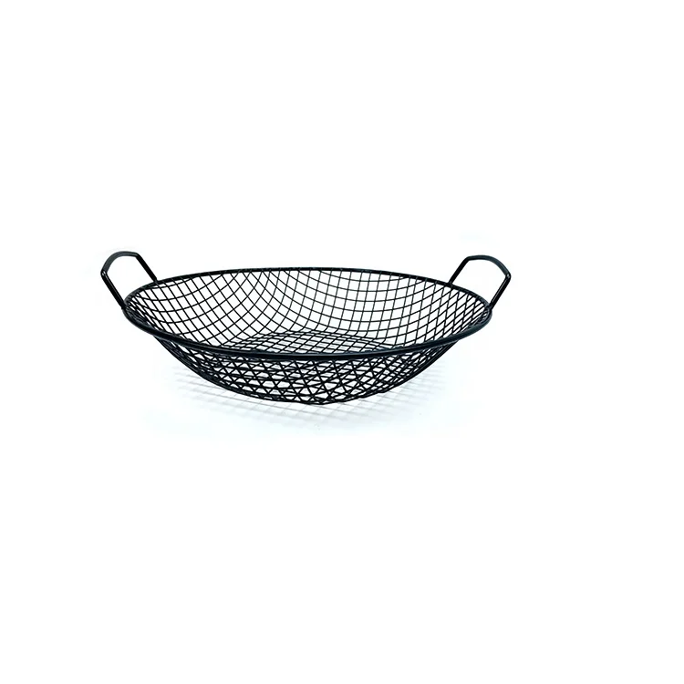 Hot Sale  Round Non-Stick BBQ Mesh Basket BBQ Grill with Two Handles for Outdoor Cooking