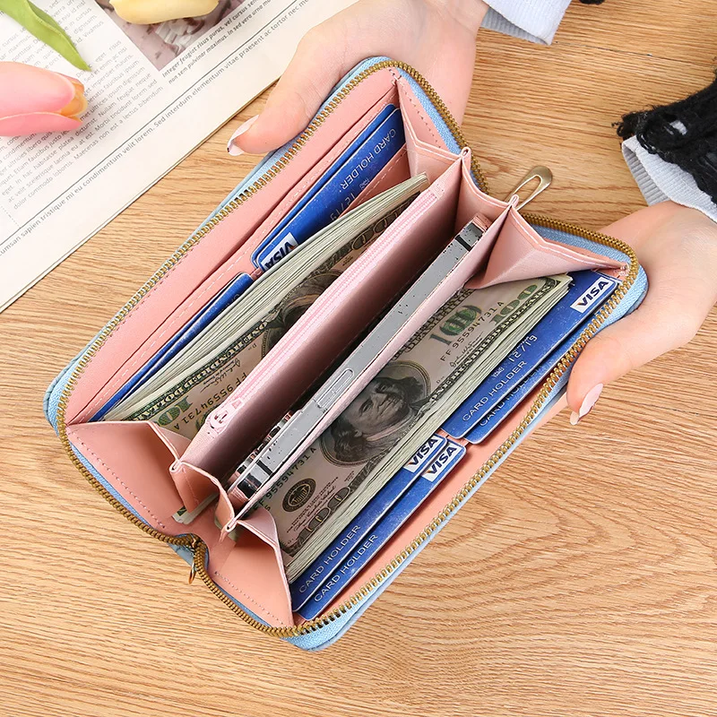 New long zipper clutch bag enlarged mobile phone bag embossed large bill wallet ladies wallet