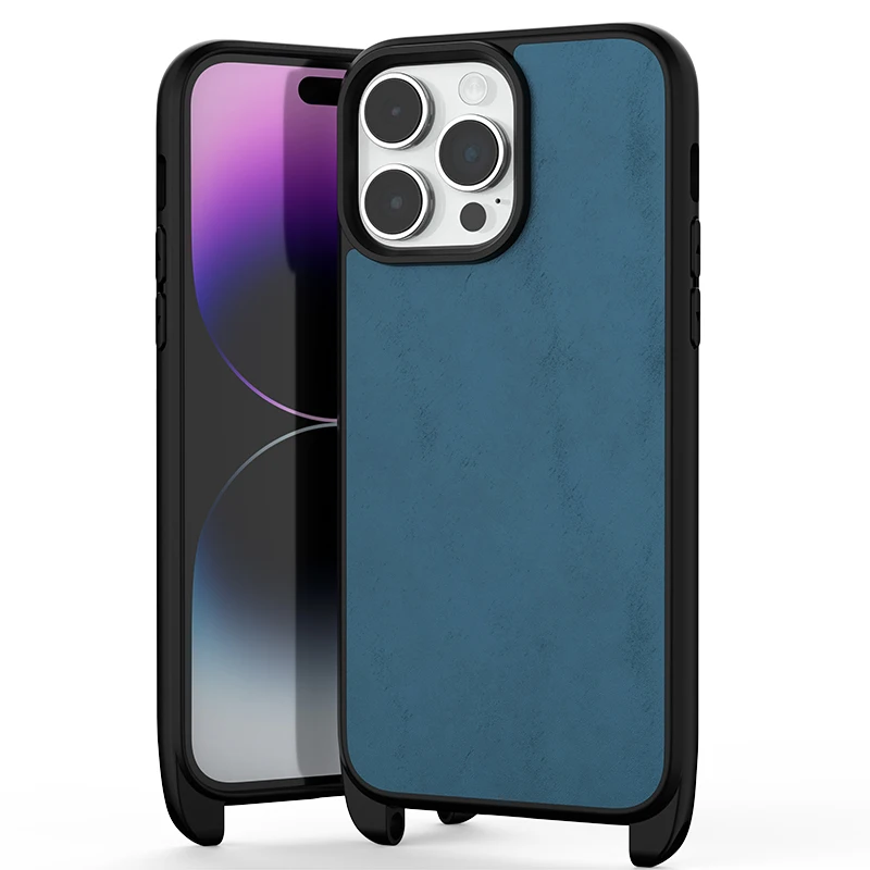 Newest Low Price Sublimation Groove Blank Tpu Pc Lanyard Mobile Phone Back Case For Iphone 14