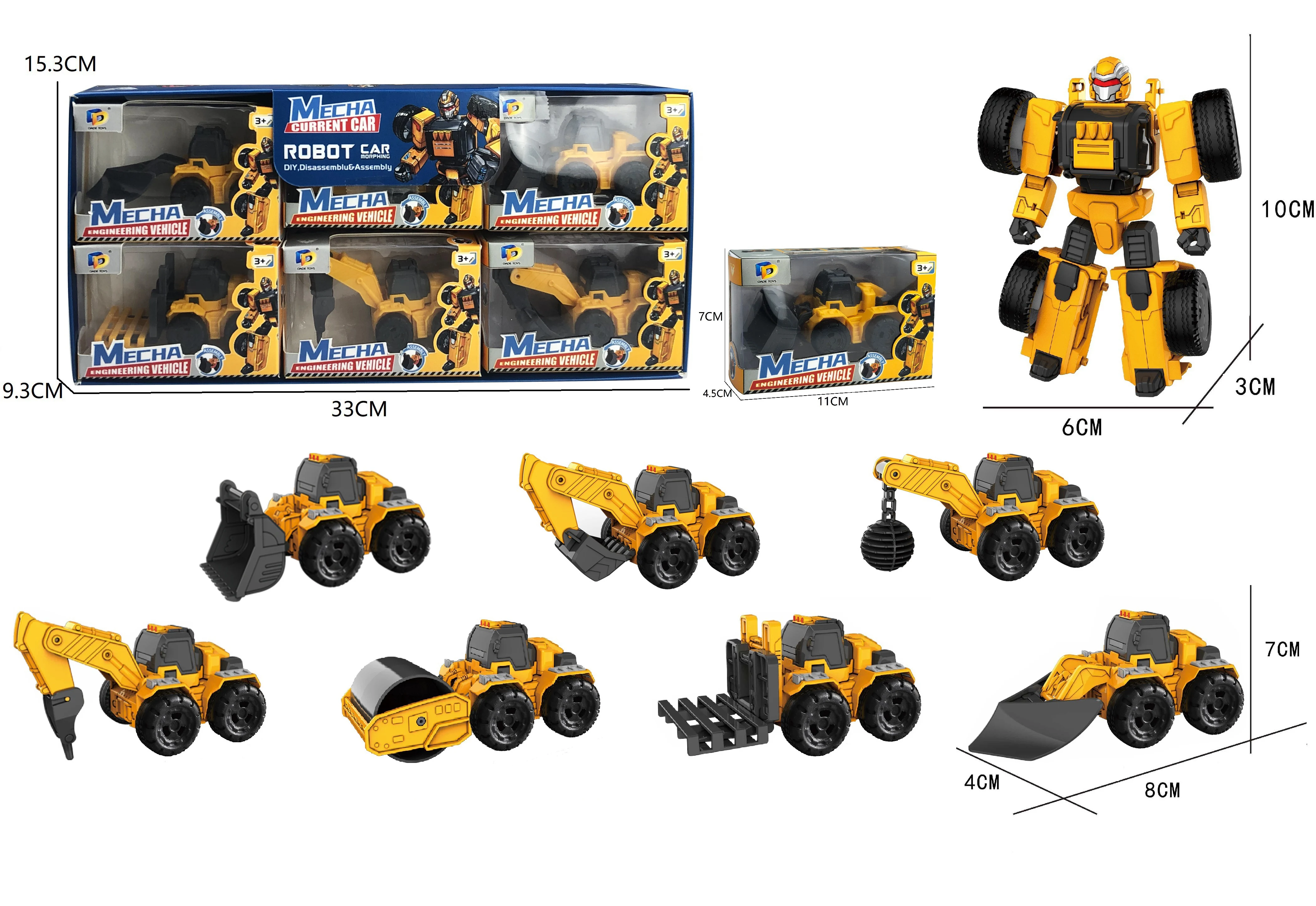 2023 New Arrival Children Deformation Robot Model Car Educational Transform Action Assembled Plastic Vehicle