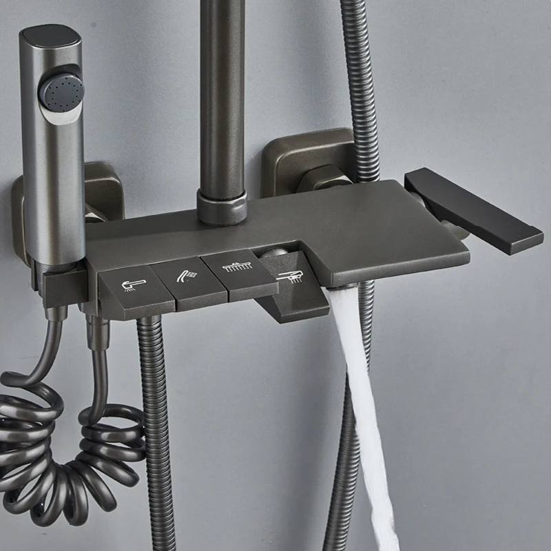 hot and cold water mixer valve brass piano shower faucet rain bath shower set rainfall bathroom shower system set