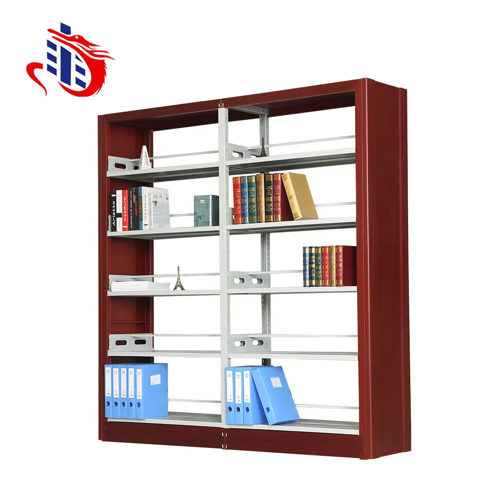 
school furniture woodgrain finish metal bookshelf size library bookshelves 