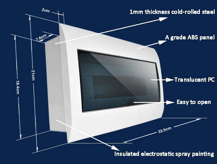 Din rail mounting waterproof  timer switch mcb abs plastic and metal empty box