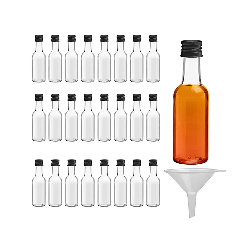 Empty Transparent Custom Mini Plastic Liquor Bottle PET Woozy Bottles 50ml 150ml Chilli Sauce Bottles with Cap