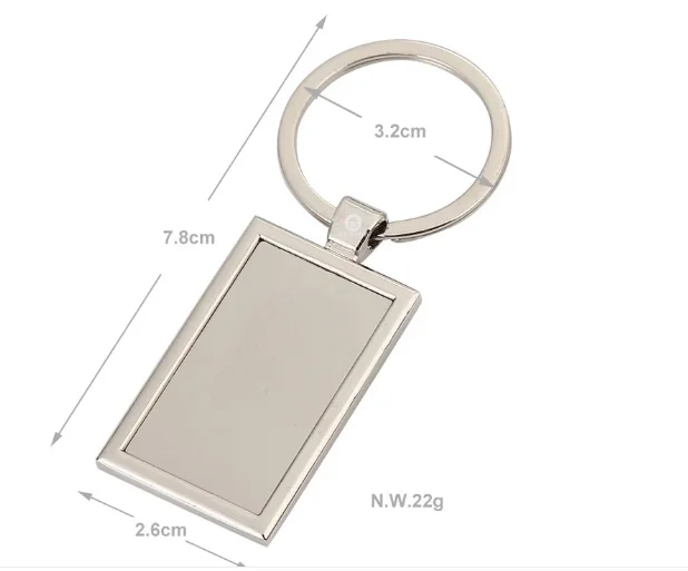 Hot Sale Custom Rectangle Metal Nickel Free Blank Photo Frame Keychain