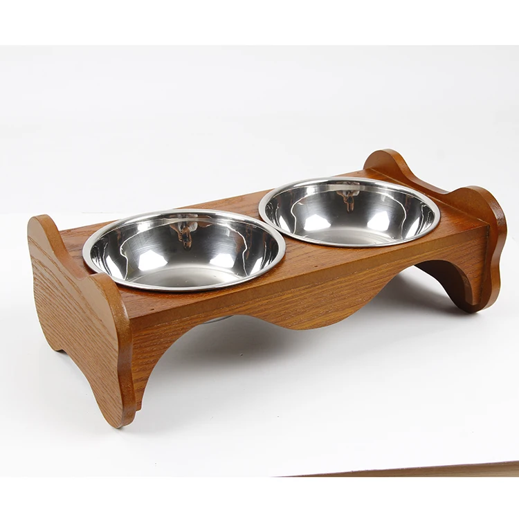  Поднятая кормушка для собак и кошек Made4Pets съемная миска из нержавеющей стали с деревянной