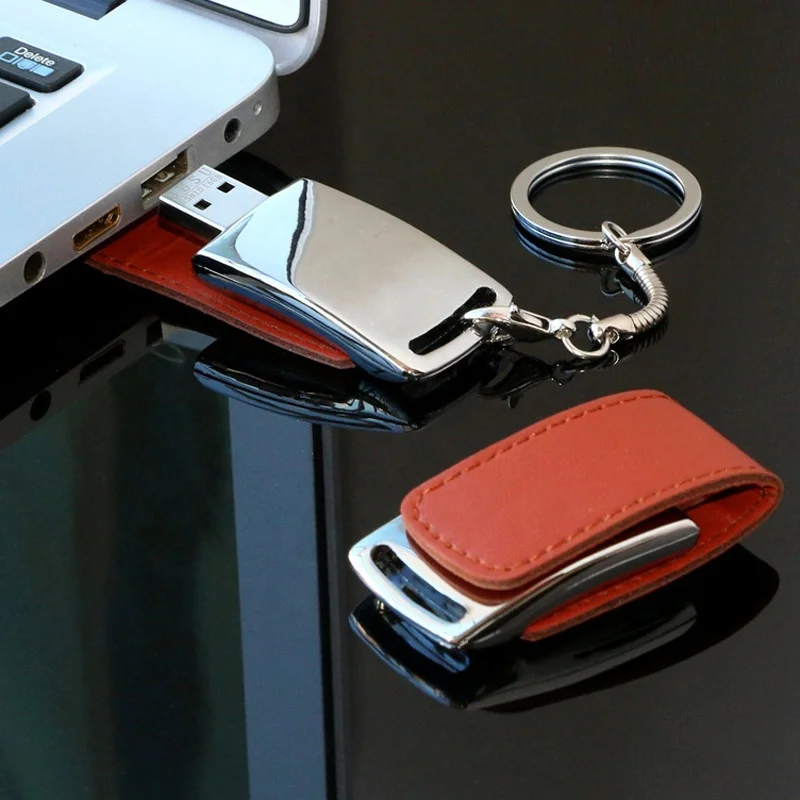 Pu Leather Usb Thumb Drive Custom U Disk Usb Pendrive Wholesale Leather Case Usb 2.0 Flash Drive 2Gb 4Gb 8Gb 16Gb 32Gb 64Gb