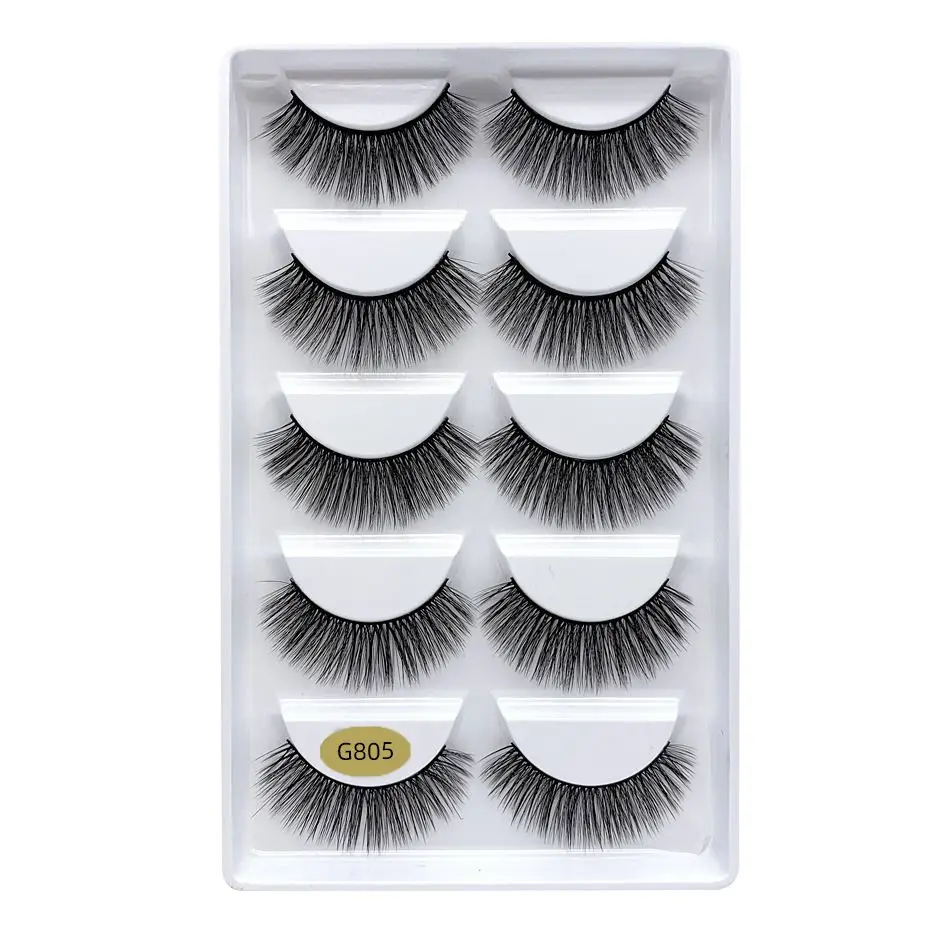 Oem Customization 5 Pairs Mixed 3d Natural Thick Style Mink-like Eyelash Handmade Simulation False Eyelashes