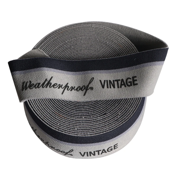 HFT Wholesale Good Price Logo Printed Soft Nylon Knitted Elastic Band Jacquard Elastic Strap Band Custom Logo Elastic Waistband