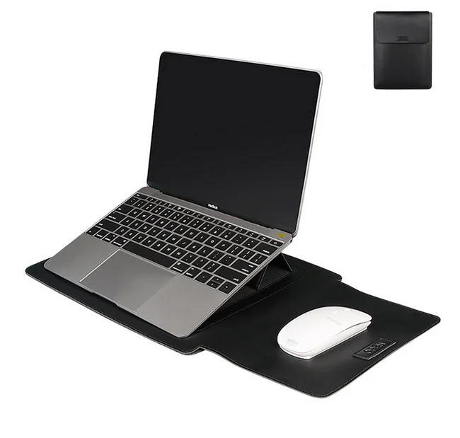 
Micani PU Leather Sleeve Case For Laptop Leather Stand Cover Portable Notebook Protector Bag 