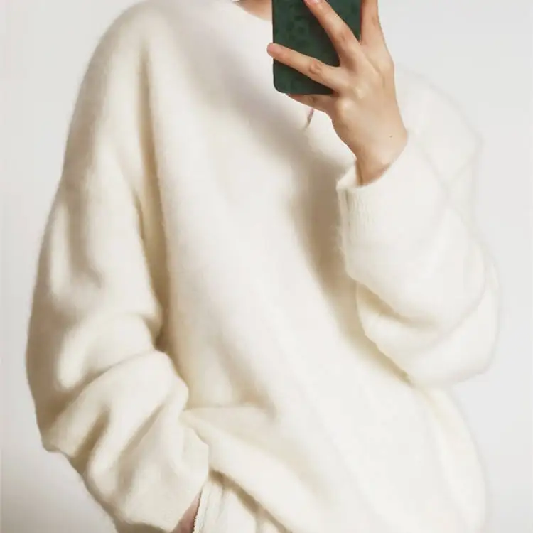 Customize spring white color and plain knitting wholesale price women cashmere sweater