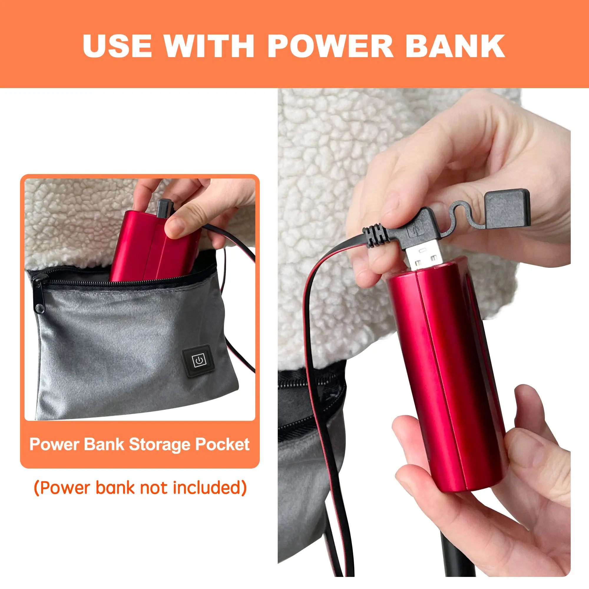 Mydays Outdoor Thicken Soft Comfortable Wool Fabric USB Heated Seat Cushion For Office Chair Home Sofa