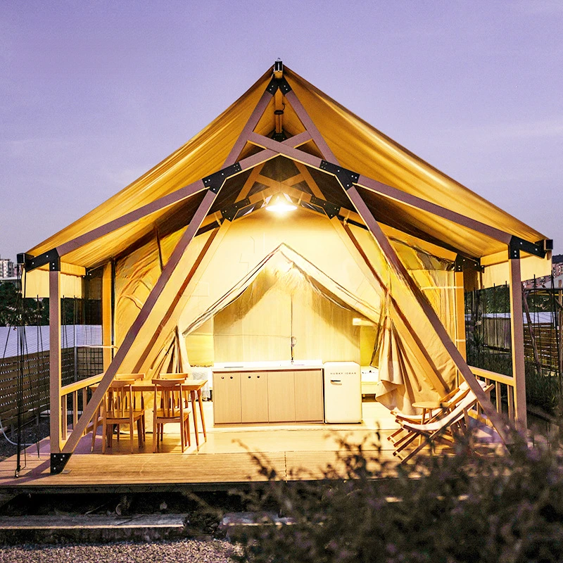 Outdoor Hotel Tent Canvas Camping Luxury Tents Hotel Resort Safari Tent With Bathroom Cabin